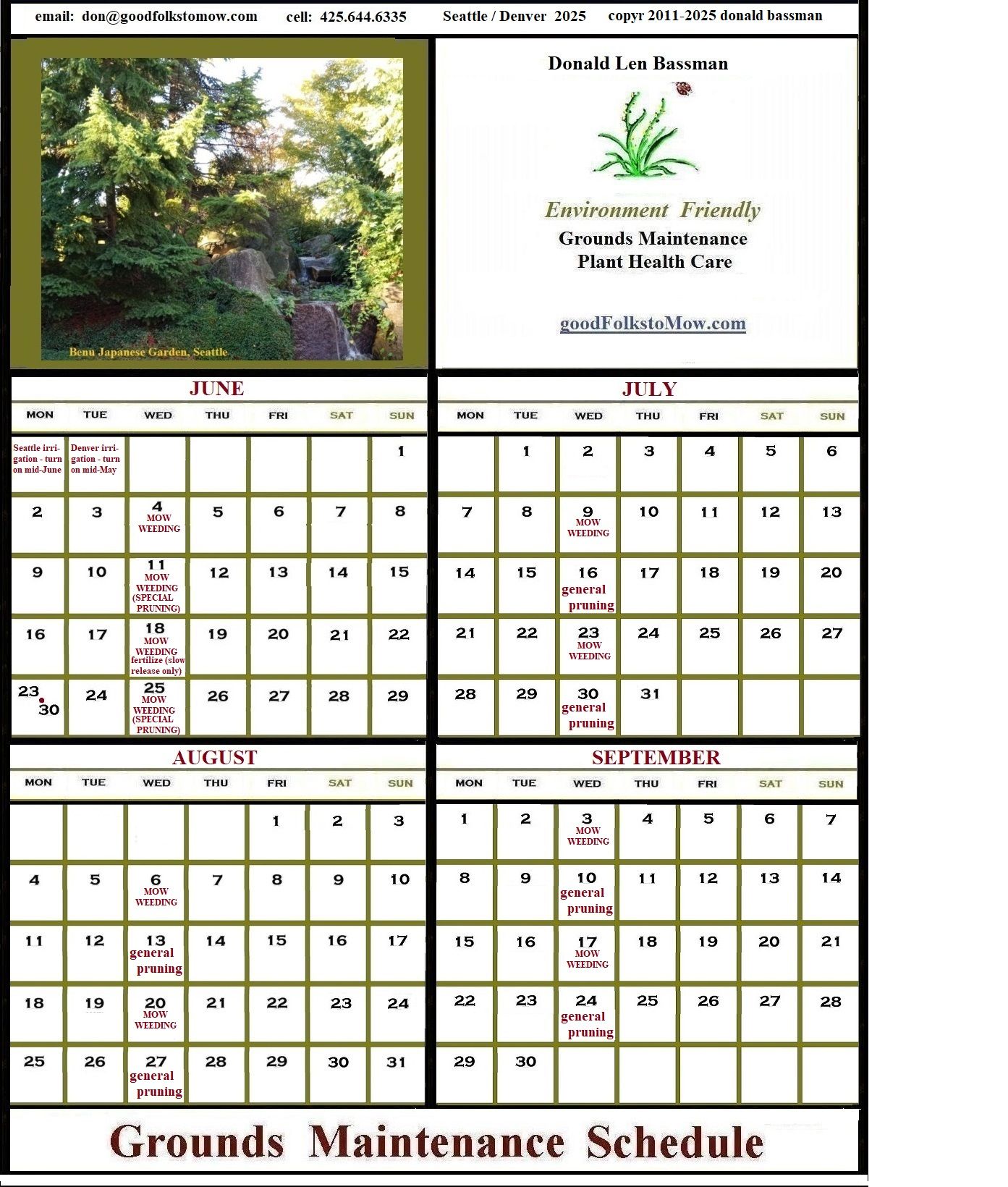 grounds maintenance calendar